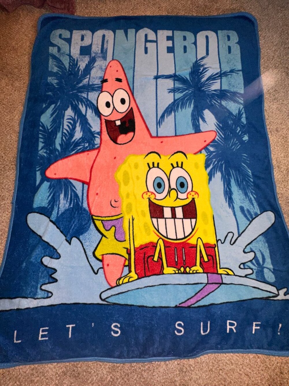 Spongebob Squarepants Sponge Bob Square Pants Lets Surf Throw Patrick Star VTG
